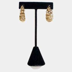 Pre Owned Bottega Veneta Multi Ring Hoop Earrings