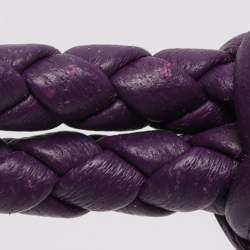Pre Owned Bottega Veneta Intrecciato Purple Double Knot Leather Bracelet