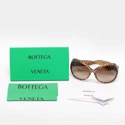 Pre Owned Bottega Veneta Brown Gradient Acetate BV 65/S SLJ Oversized Sunglasses