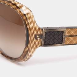 Pre Owned Bottega Veneta Brown Gradient Acetate BV 65/S SLJ Oversized Sunglasses