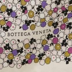 Pre Owned وشاح بوتيغا فينيتا حرير مربع مطبوع زهور أبيض