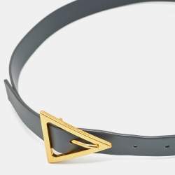 Pre Owned Bottega Veneta Triangle Buckle 75 CM Belt Grey Leather 