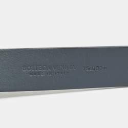 Pre Owned Bottega Veneta Triangle Buckle 75 CM Belt Grey Leather 