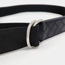 Pre Owned Bottega Veneta Black Fabric Belt