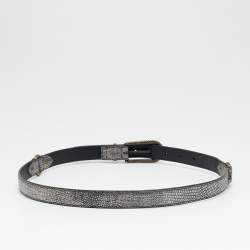 مملوكة مسبقًا Bottega Veneta 80 CM Slim Buckle Belt Lizard