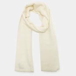 Pre Owned Bottega Veneta Cream Cashmere Scarf 