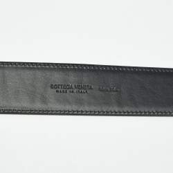 Pre Owned حزام بوتيغا فينيتا منسوج 90 سم إبزيم جلد أسود