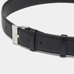 Pre Owned حزام بوتيغا فينيتا منسوج 90 سم إبزيم جلد أسود