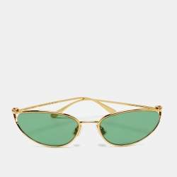 Pre Owned Bottega Veneta Green/Gold Tone Knot BV1330S Cat Eye Sunglasses