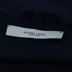 Pre Owned Bottega Veneta Blue Wool Square Scarf 