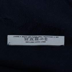 Pre Owned Bottega Veneta Blue Wool Square Scarf 