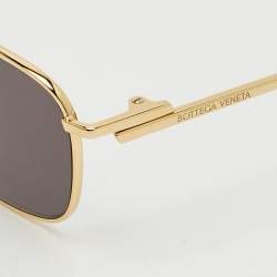 Pre Owned Bottega Veneta Black/Gold BV1300S Rectangle Sunglasses