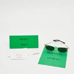 Pre Owned Bottega Veneta Black/Gold BV1300S Rectangle Sunglasses