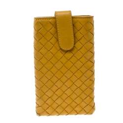 Bottega Veneta Yellow Intrecciato Leather Phone Case