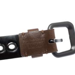 Pre Owned Bottega Veneta Brown Ring Hole Leather Belt 85CM