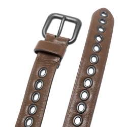 Pre Owned Bottega Veneta Brown Ring Hole Leather Belt 85CM