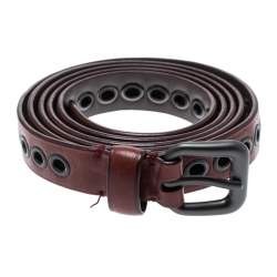 Pre Owned Bottega Veneta Red RIng Hole Leather Belt One Size