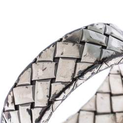 مملوكة مسبقًا Bottega Veneta Intrecciato Woven Silver Band Ring Size 56