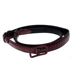 Bottega Veneta Red/Black Python Buckle Belt 80CM