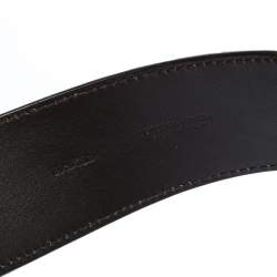 Pre Owned Bottega Veneta Dark Brown Intrecciato Leather Round Buckle Belt 80CM