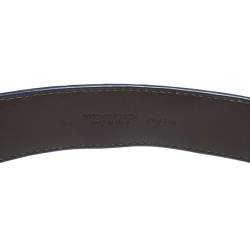 Bottega Veneta Blue Intrecciato Leather Buckle Belt 85CM