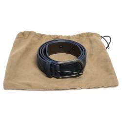 Bottega Veneta Blue Intrecciato Leather Buckle Belt 85CM