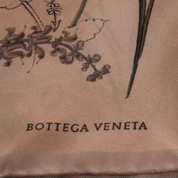 Pre Owned Bottega Veneta Pale Pink Botanic Silk Square Scarf