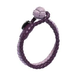Pre Owned Bottega Veneta Bicolor Intrecciato Nappa Leather Knot Bracelet S