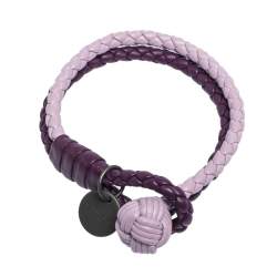 Pre Owned Bottega Veneta Bicolor Intrecciato Nappa Leather Knot Bracelet S