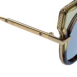 Pre Owned نظارة شمسية بوتيغا فينيتا عين قطة عاكسة بي في0094أس ذهبية/ هافانا 