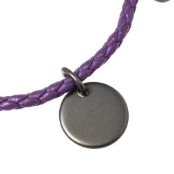 Pre Owned Bottega Veneta Purple Intrecciato Nappa Leather Bracelet