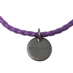 Pre Owned Bottega Veneta Purple Intrecciato Nappa Leather Bracelet