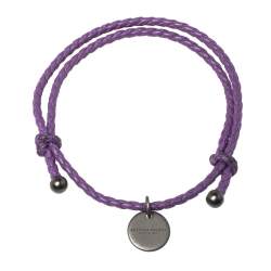 Pre Owned Bottega Veneta Purple Intrecciato Nappa Leather Bracelet