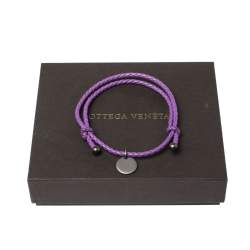 Pre Owned Bottega Veneta Purple Intrecciato Nappa Leather Bracelet