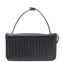 Pre Owned Bottega Veneta Black Intrecciato Leather Zippy Travel Organizer 