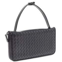 Pre Owned Bottega Veneta Black Intrecciato Leather Zippy Travel Organizer 