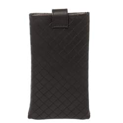Pre Owned Bottega Veneta Brown Intrecciato Leather Sunglasses Case 