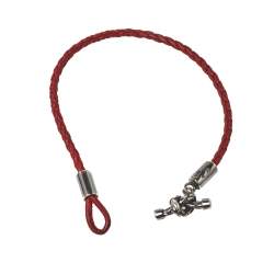 Pre Owned Bottega Veneta Red Intrecciato Leather Silver Knot Bracelet S