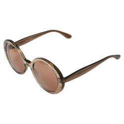 Pre Owned نظارة شمسية بوتيغا فينيتا كروس هاتش/ بني BV0197S شفافة مستديرة