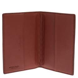 Pre Owned Bottega Veneta Copper Intrecciato Leather Passport Holder 