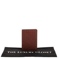 Pre Owned Bottega Veneta Copper Intrecciato Leather Passport Holder 