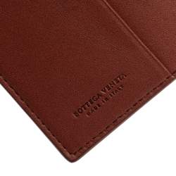 Pre Owned Bottega Veneta Copper Intrecciato Leather Passport Holder 