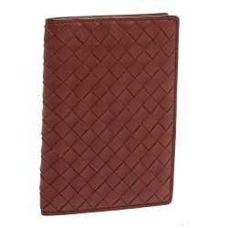 Pre Owned Bottega Veneta Copper Intrecciato Leather Passport Holder 