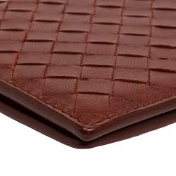 Pre Owned Bottega Veneta Copper Intrecciato Leather Passport Holder 
