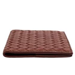 Pre Owned Bottega Veneta Copper Intrecciato Leather Passport Holder 