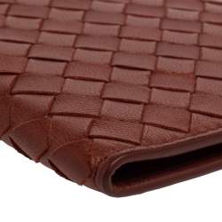 Pre Owned Bottega Veneta Copper Intrecciato Leather Passport Holder 