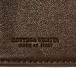 Pre Owned Bottega Veneta Brown Intrecciato Leather Passport Holder 
