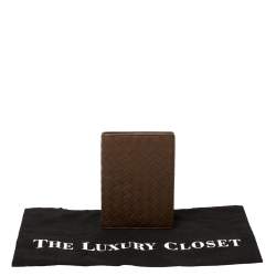Pre Owned Bottega Veneta Brown Intrecciato Leather Passport Holder 