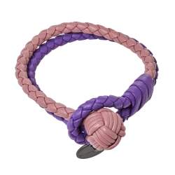 Pre Owned Bottega Veneta Bicolor Intrecciato Nappa Leather Knot Bracelet