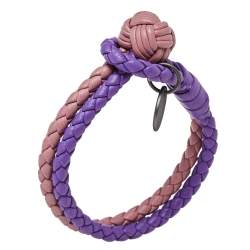 Pre Owned Bottega Veneta Bicolor Intrecciato Nappa Leather Knot Bracelet